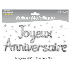 Ballon Aluminium Joyeux Anniversaire Argent