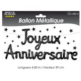 Ballon Aluminium Joyeux Anniversaire Noir