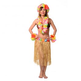 Costume Hawaïen PIXHOTUL - Jupe Hula Et Leis Fleurs Hibiscus Pour Fête Luau