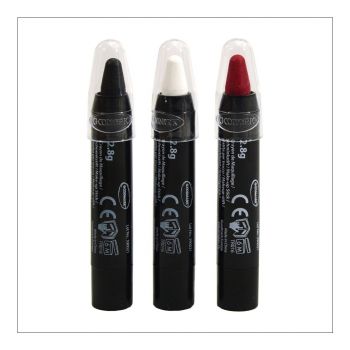 3 crayons à maquillage Rouge, Noir, Blanc