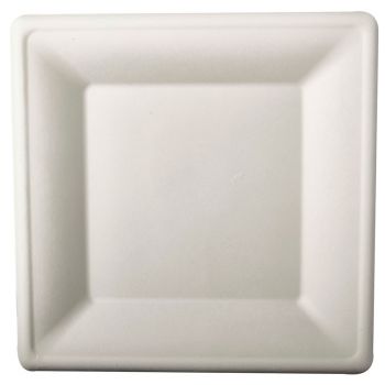 Assiette canne carrée Blanche x12