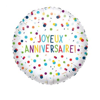 Ballon aluminium 43cm joyeux anniversaire multicolore