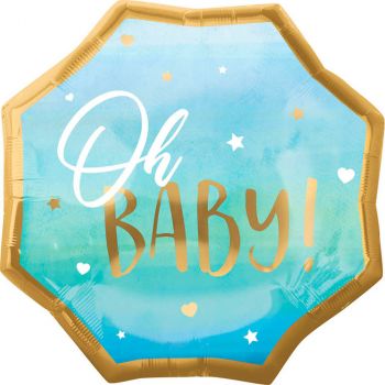 Ballon aluminium 55cm "oh baby" bleu