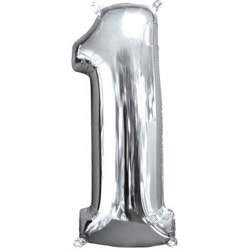 Ballon aluminium chiffre 1 argent 66cm 549563