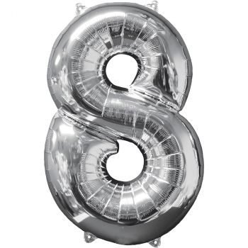 Ballon aluminium chiffre 8 argent 66cm 549570