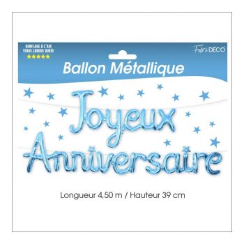 Ballon aluminium joyeux anniversaire bleu