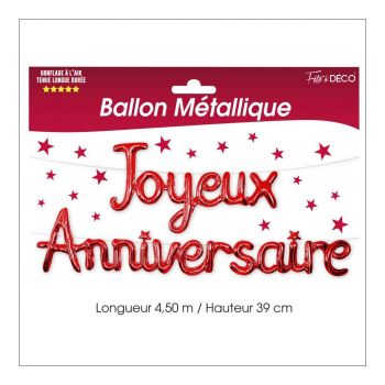 Ballon aluminium joyeux anniversaire rouge