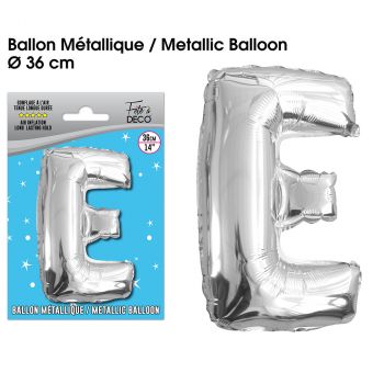 Ballon aluminium lettre E argent 26cm