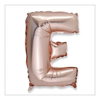 Ballon aluminium lettre E rose gold 36cm