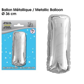 Ballon aluminium lettre I argent 26cm