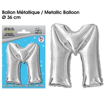 Ballon aluminium lettre M argent 26cm