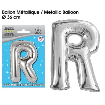 Ballon aluminium lettre R argent 26cm