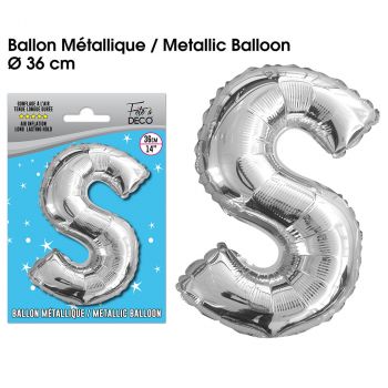 Ballon aluminium lettre S argent 26cm