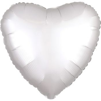 Ballon cœur blanc satin