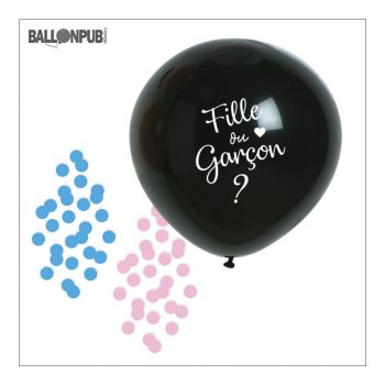 Ballon géant "Fille ou Garçon ?" avec confettis latex