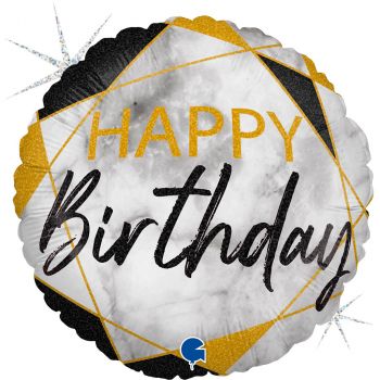Ballon happy birthday jaune et noir