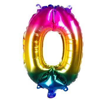 Ballon multicolor en aluminium chiffre 0 36cm