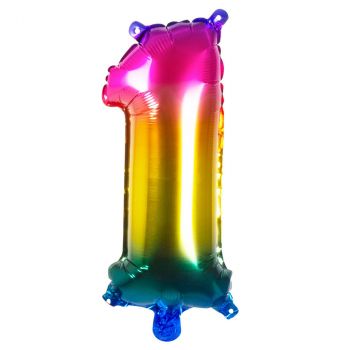 Ballon multicolor en aluminium chiffre 1 36cm