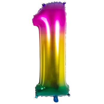 Ballon aluminium chiffre 1 multicolore 86cm