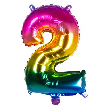 Ballon multicolor en aluminium chiffre 2 36cm