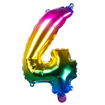 Ballon multicolor en aluminium chiffre 4 36 cm