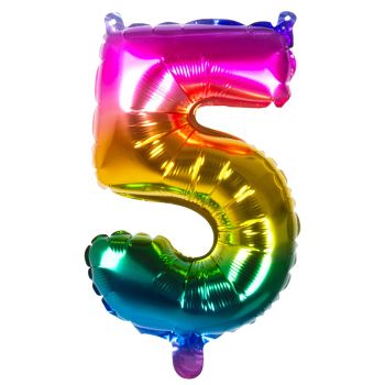 Ballon multicolor en aluminium chiffre 5 de 36cm