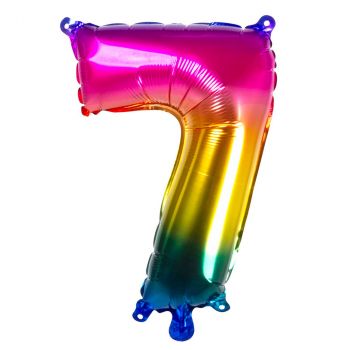 Ballon multicolor en aluminium chiffre 7 de 36 cm