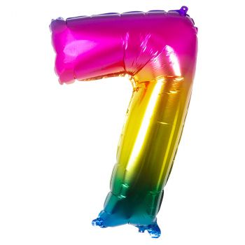 Ballon multicolor en aluminium chiffre 7 de 86cm