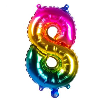 Ballon multicolor en aluminium chiffre 8 de 36cm