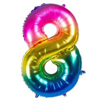 Ballon multicolor en aluminium chiffre 8 de 86cm