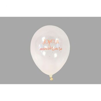 Ballon transparent joyeux anniversaire rose x6