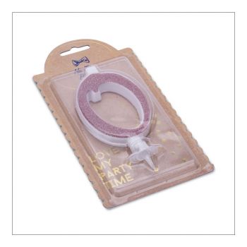 Bougie chiffre 0 rose gold pailletée 10,5cm