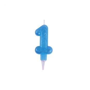 Bougie chiffre 1 bleu