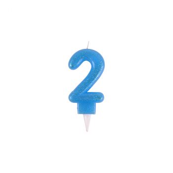 Bougie chiffre 2 bleu