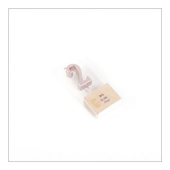 Bougie chiffre 2 rose gold pailletée 4,2cm