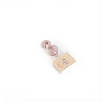 Bougie chiffre 3 rose gold pailletée 4,2cm