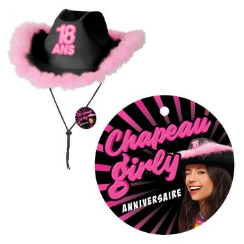 chapeau girly anniversaire 18 ans noir