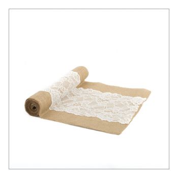 Chemin de table jute dentelle28cmx3m