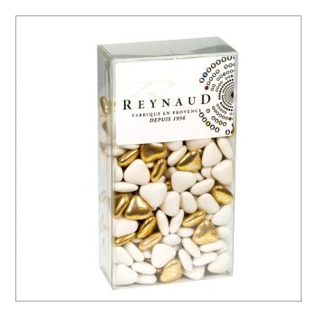 Chocolats coeurs doree et blanc