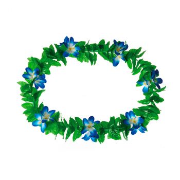 Collier hawai à fleurs bleu