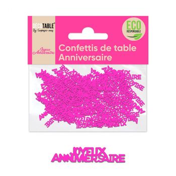 Confettis joyeux anniversaire fuchsia