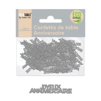 Confettis joyeux anniversaire gris