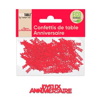 Confettis joyeux anniversaire rouge