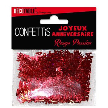 Confettis joyeux anniversaire rouge passion
