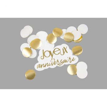 Confettis papier joyeux anniversaire dorés 10g