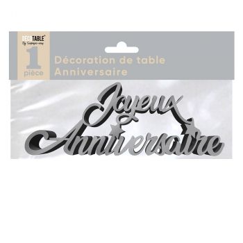 Décoration de table joyeux anniversaire argenté