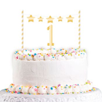 Décoration gateau 1an or