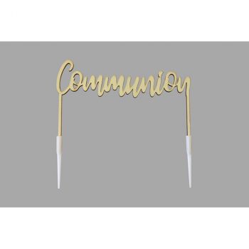 Décoration gâteau communion dorée