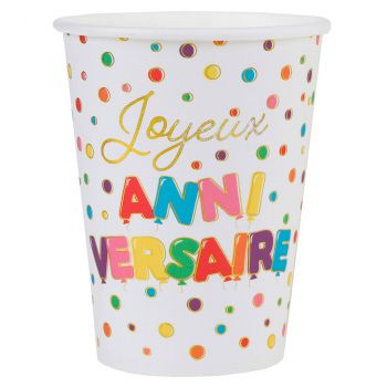 Gobelet anniversaire x10 multicolore