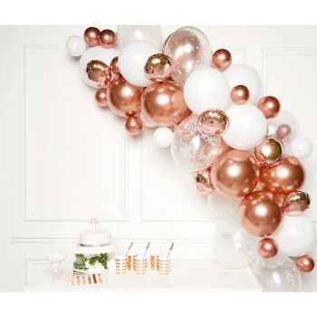 Kit arche à ballons - Rose Gold et Blanc - Jour de Fête - Bonne Année -  Tables de Noël et Réveillon